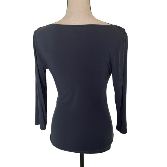 MAJESTIC PARIS NEIMAN MARCUS EXTRAFINE SUPERWASHED COWL NECK 3/4 SLEEVE TOP 3 L - Picture 5 of 7